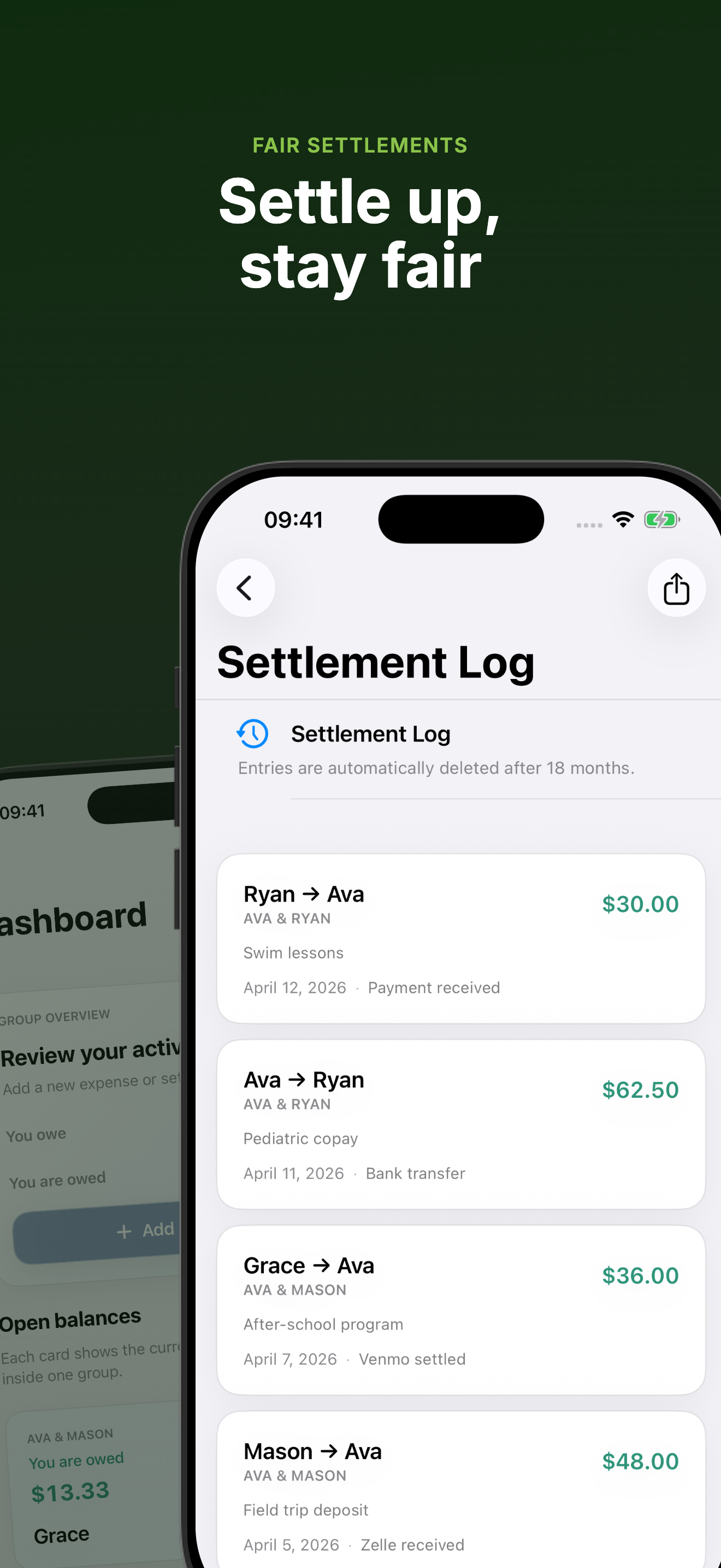 Settlement log in Child Costs